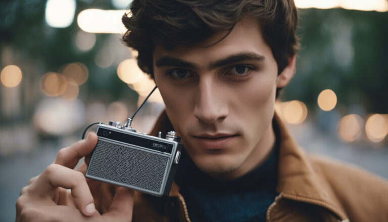 young man listening to hand-held device